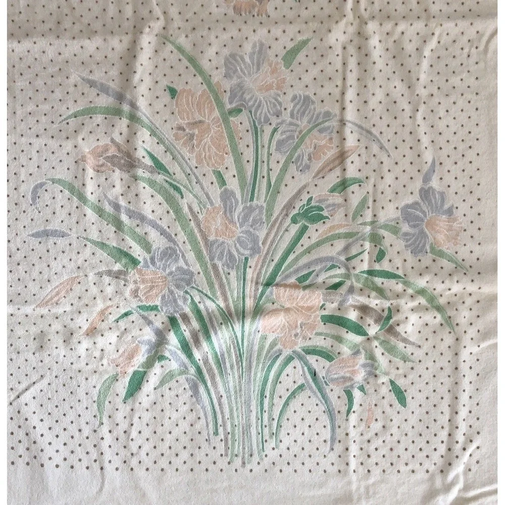 VTG Fieldcrest Floral 3 Piece Towel Set Ivory Peach Tulips Cotton Blend USA NOS